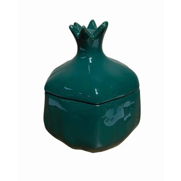 JK Home Décor - Ρόδι Ανοιγόμενο Κεραμικό Πράσινο 16x11cm