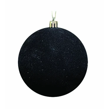 JK Home Décor - Μπάλα Flock Πλαστική Μαύρη 10cm S/4