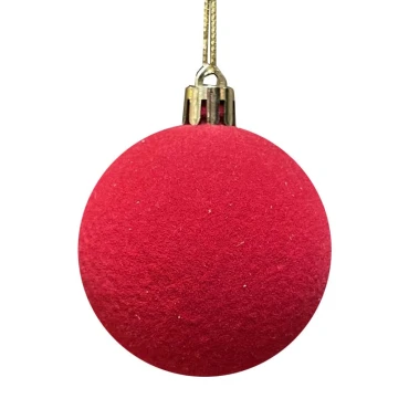 JK Home Décor - Μπάλα Flock Πλαστική Κόκκινη 10cm S/4