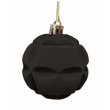 JK Home Décor - Μπάλα Flock Πλαστική Μαύρη 8cm 4Σχδ S/12