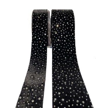 JK Home Décor - Κορδέλα Diamond Velvet σε Μαύρο 4.3cm x 4.5m