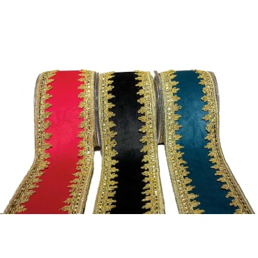 JK Home Décor - Κορδέλα Halima Velvet Df Foil σε Βεραμάν 10cm x 4.5m