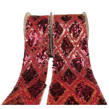 JK Home Décor - Κορδέλα Juliet With Bagging Loneta Foil σε Κόκκινο 6.7cm x 4.5m