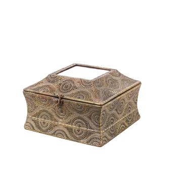 JK Home Décor - Μεταλλικό Κουτί με Καθρέφτη 23x23x15cm / 19x19x11cm