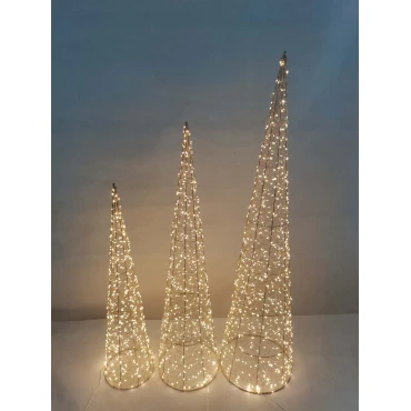 JK Home Décor - Δέντρο Κώνος Μεταλλικό Χρυσό 720LED WW 30x30x120cm
