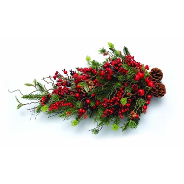 JK Home Décor - Κρεμαστό Πόρτας με Berries & Κουκουνάρια 25x60cm