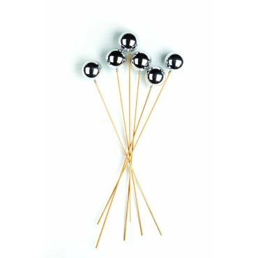 JK Home Décor - Στικ Μπάλα Ασημί S/6 6x45cm