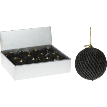 JΚ Home Décor - Μπάλα Μαύρη με Glitter 8cm