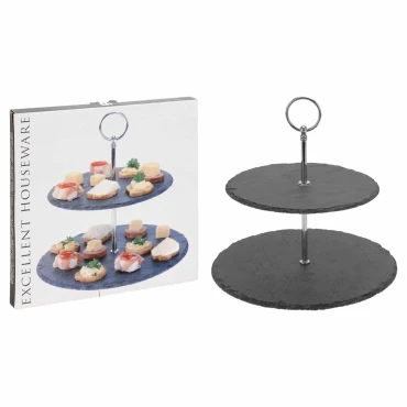 JΚ Home Décor - Γλυκιέρα Σχιστόλιθος 2-Επιπέδων 15-20x23cm