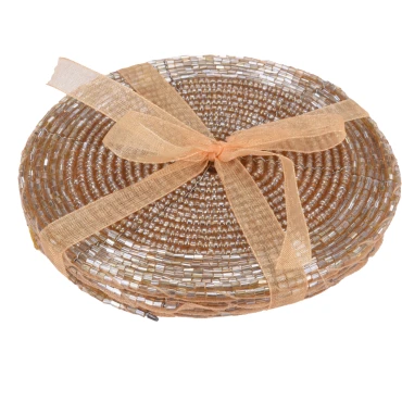 JΚ Home Décor - Σουβέρ Χάντρινα Σαμπανιζέ S/4 11.5cm