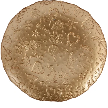 JK Home Décor - Plate Glass 32cm Xmas Gold