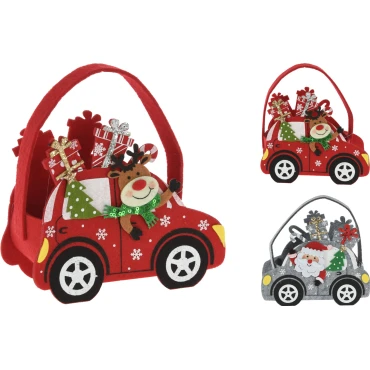 JK Home Décor - Basket Felt Car 15cm 2ASS