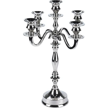 JK Home Décor - Κηροπήγιο Αλουμινίου Ασημί 5-Θέσεων 27x39.5cm
