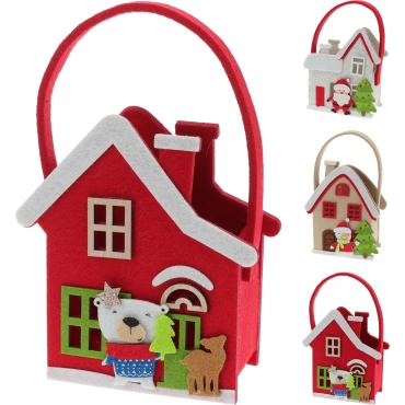 JK Home Décor - Bag Felt Xmas House 20cm 3Ass