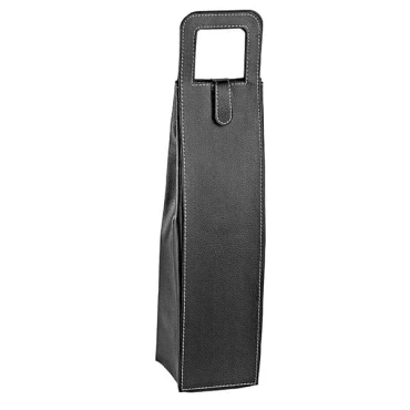 JΚ Home Décor - Μπουκαλοθήκη Δερμάτινη Μαύρη 40x10cm