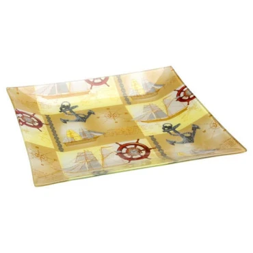 JΚ Home Décor - Πιατέλα Γυάλινη με Καραβάκια 31cm