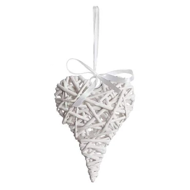 JΚ Home Décor - Ψάθινη Καρδιά Λευκή Κρεμαστή 14x20cm