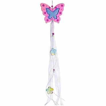 JΚ Home Décor - Πεταλούδα Ξύλινη Ροζ με Κορδέλες 60cm