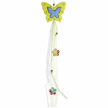 JΚ Home Décor - Πεταλούδα Ξύλινη Πράσινη με Κορδέλες 60cm