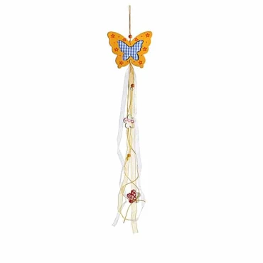 JΚ Home Décor - Πεταλούδα Ξύλινη Πορτοκαλί με Κορδέλες 60cm