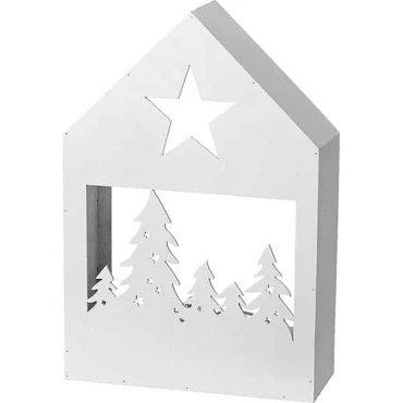 JK Home Décor - Wooden  House with LED In White 18x6.3x27cm