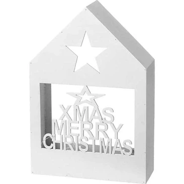 JK Home Décor - Wooden House with LED  In White 18x6.3x27cm