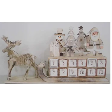 JΚ Home Décor - Ελάφι Ξύλινο με Έλκηθρο & Ημερολόγιο 44x7x23cm