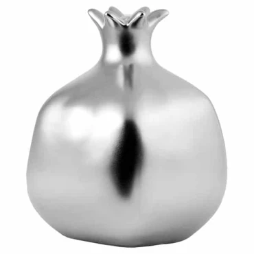 JK Home Décor - Ασημί Κεραμικό Διακοσμητικό Ρόδι 14x20cm
