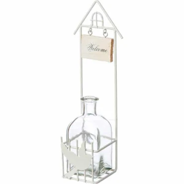 JΚ Home Décor - Βάση Μεταλλική Λευκή με Γυαλάκι 7x8x30cm