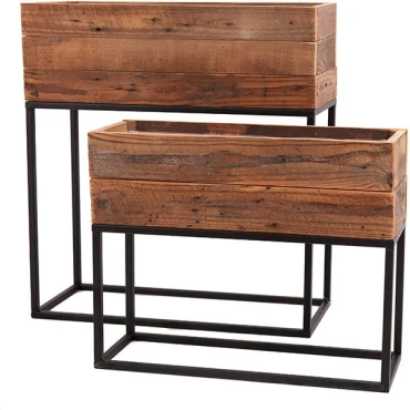JK Home Décor - Wooden Box Metal 50x16x41-55x21x60.5cm