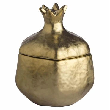 JΚ Home Décor - Ρόδι Κεραμικό Ανοιγόμενο Χρυσό 16x11cm