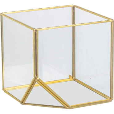 JK Home Décor - Κηροπήγιο Terrarium Χρυσό 13x13cm