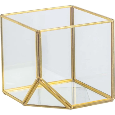 JK Home Décor - Κηροπήγιο Terrarium Χρυσό 10x10cm