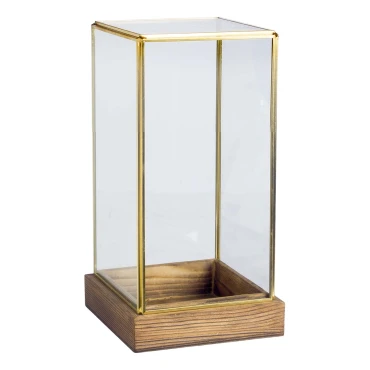 JΚ Home Décor - Βάση Ξύλινη με Γυάλα Τετράγωνη 12x11x26cm