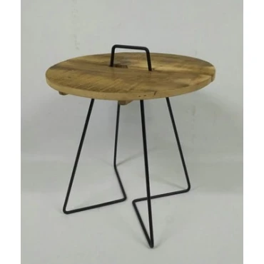 JΚ Home Décor - Τραπεζάκι Ξύλινο με Μεταλλική Βάση 40x45cm