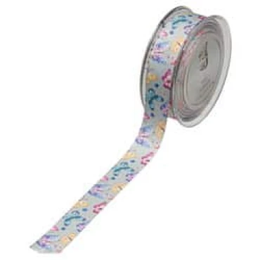 JΚ Home Décor - Κορδέλα Γκρο Βαμβακερή Butterflies Βεραμάν 2.3cmX9m