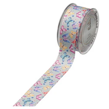 JΚ Home Décor - Κορδέλα Γκρο Βαμβακερή Butterflies Βεραμάν 3.8cmX9m