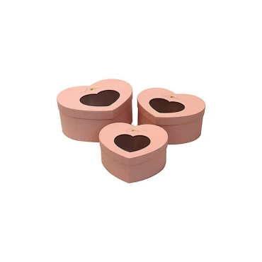 JΚ Home Décor - Κουτί Χάρτινο Καρδιά Ροζ 24x19x11-21x17x9.5cm S/3