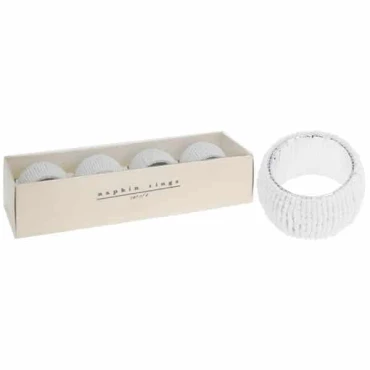 JK Home Décor - Napkin Rings S/4 White 5cm