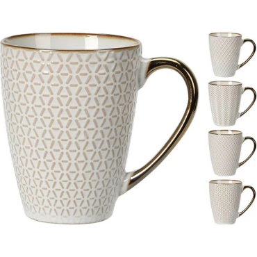JK Home Décor - Κούπα Μπεζ Κεραμεική 370ml 12x9x11cm 4Σχδ