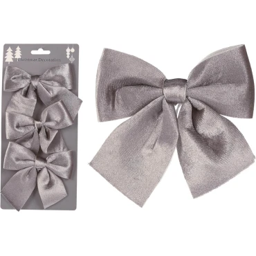 JK Home Décor - Bow Velvet S/3 Grey