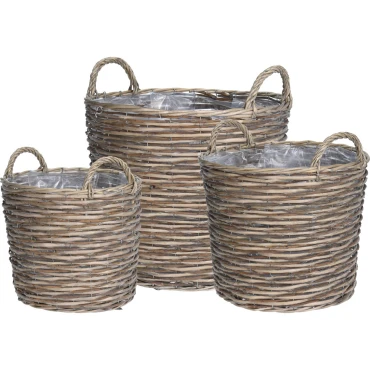 JΚ Home Décor - Καλάθι Βέργινο Μπεζ Καφέ S/3