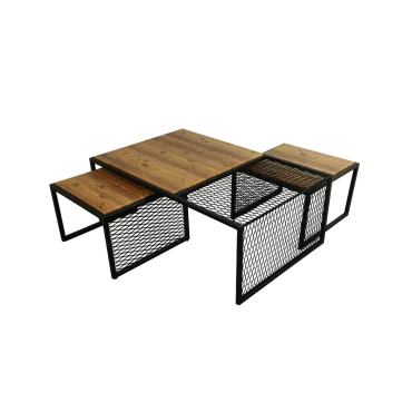 JΚ Home Décor - Τραπεζάκια Με Ξύλο & Μέταλλο S/3 120x60x40-55x55x35cm