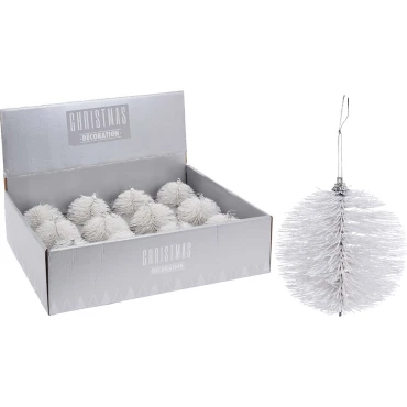 JK Home Décor - Μπάλα με Κλαδακια Λευκη 10cm