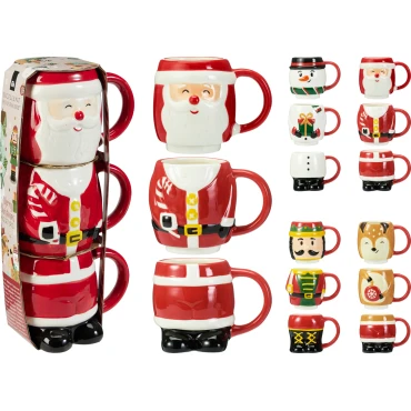JK Home Décor - Κούπα Χριστουγέννων από Δολομίτη 280ml 12x26cm 4Σχδ S/3