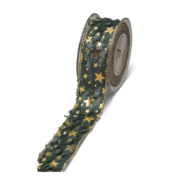 JΚ Home Décor - Ύφασμα Γουνακι Star Πράσινο 4.5cmX9.5m