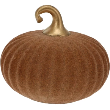 JK Home Décor - Κολοκύθα από Γυαλί με Βελούδο Καφέ 12x11cm