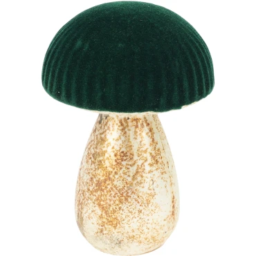JK Home Décor - Μανιτάρι από Γυαλί με Βελούδο Πράσινο 9x13cm