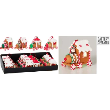 JK Home Décor - Στολίδι Gingerbread Τρένο Πολυρεζίν 10cm 4Σχδ