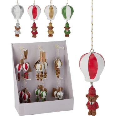 JK Home Décor - Στολίδι Μπαλόνι με Αρκουδάκι Πολυρεζίν 4x11cm
